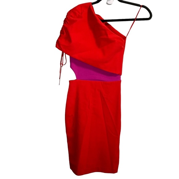 HANEY BRIANA ONE SHOULDER DRESS WITH RUCHED SLEEVE - Picture 6 of 8